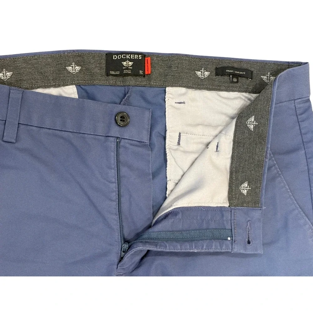 Dockers Workday Khaki Pants Mens 36 Blue Straight Fit Smart 360 Flex Chinos